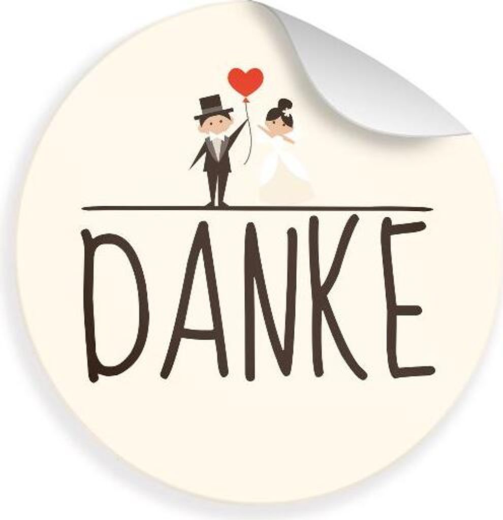 24x Sticker Danke Hochzeitspaar (Motiv 24) 4cm Geschenk Aufkleber runde Etiketten Hochzeit