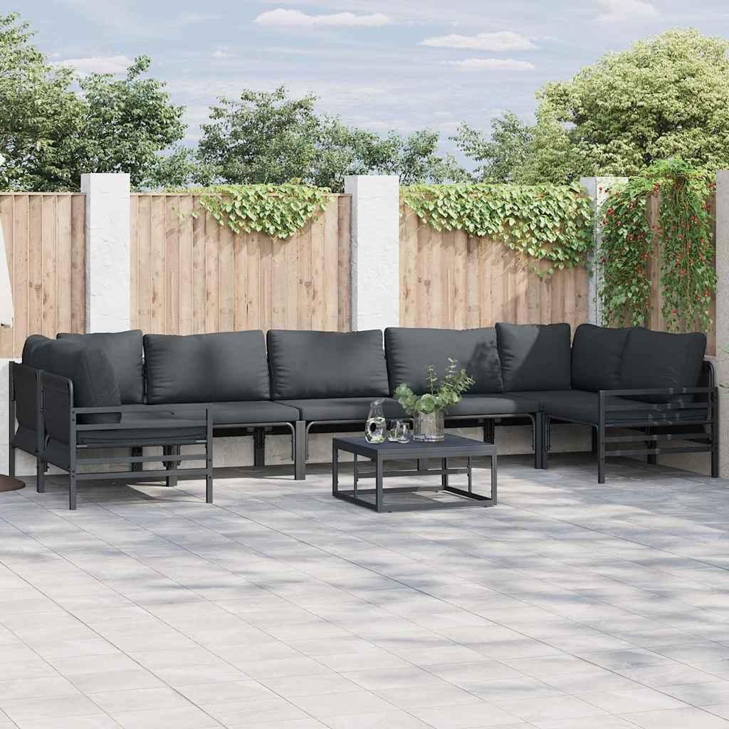 Garten-Sofa-Set 7 pcs Anthrazit Stahl, Gartenmöbel-Sets Design Möbel Neu