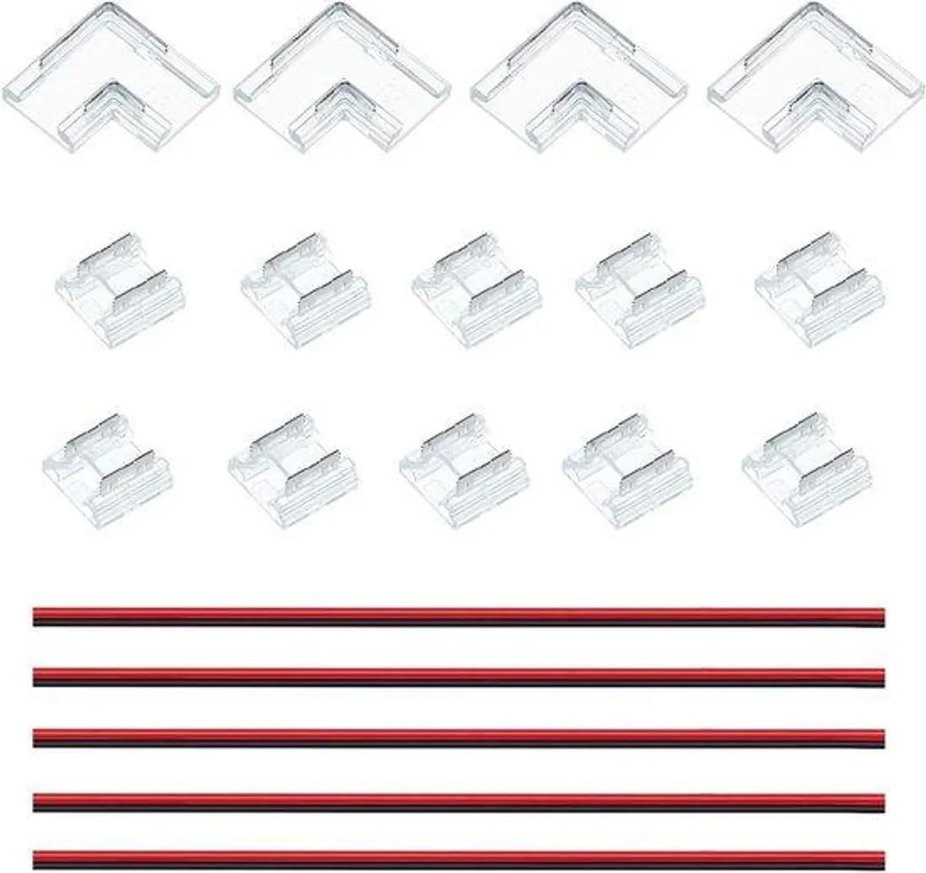 Raccord LED 8mm Transparent sans Soudure : Solution Anti-Zone d'Ombre 19 Pcs
