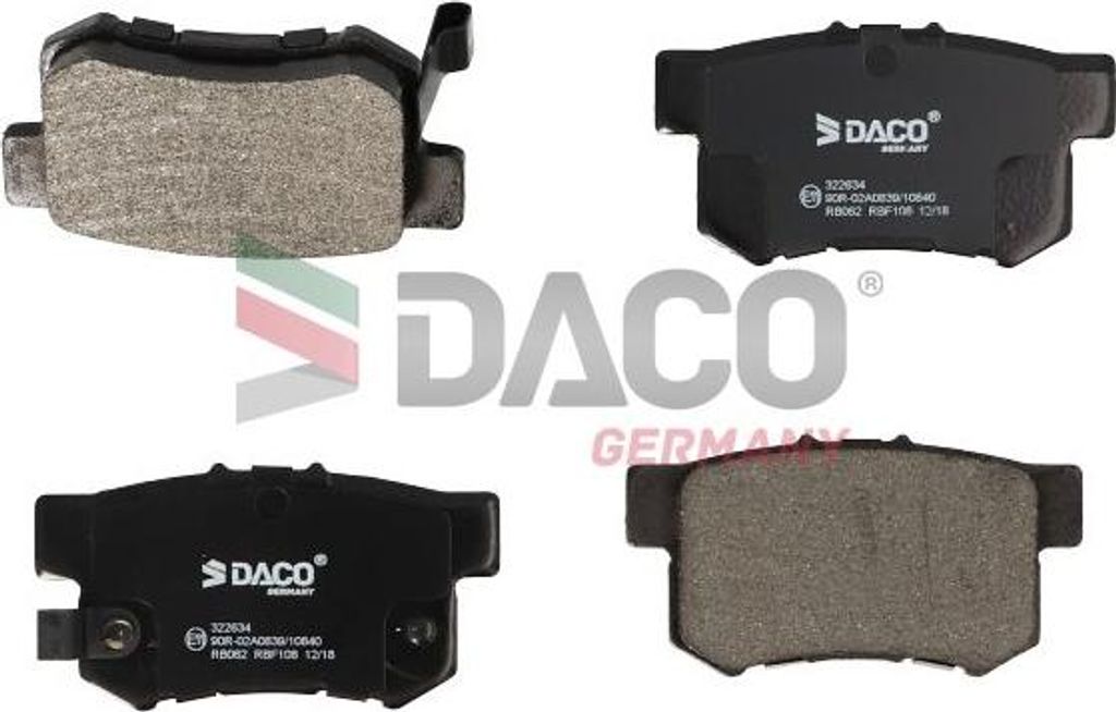 DACO Germany 322634 Bremsbelagsatz, Scheibenbremse OE 43022S7S010 kompatibel mit CR-V, Stream