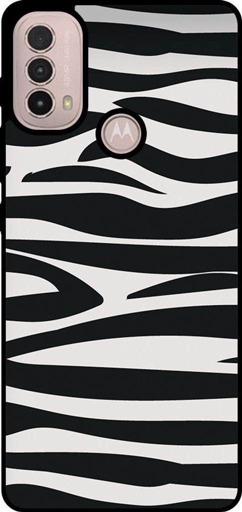 Smartphonica Handytasche passend für Motorola Moto E30 / E40 mit Zebradruck - TPU Rückendeckung Fall Zebradesign - Schwarz Weiß