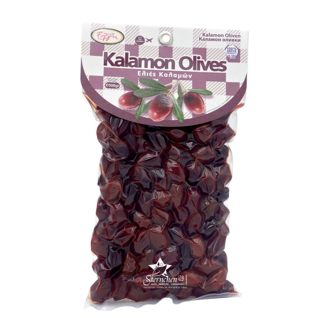 ELLIE 14669 Schwarze Kalamon Oliven 500g vakuumverpackt von Kreta