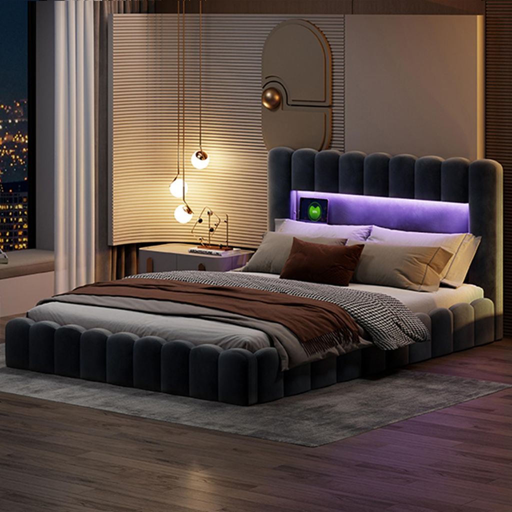 INONEFT čalúnená posteľ 180x200 cm s LED osvetlením a USB-C Obrázok produktu 