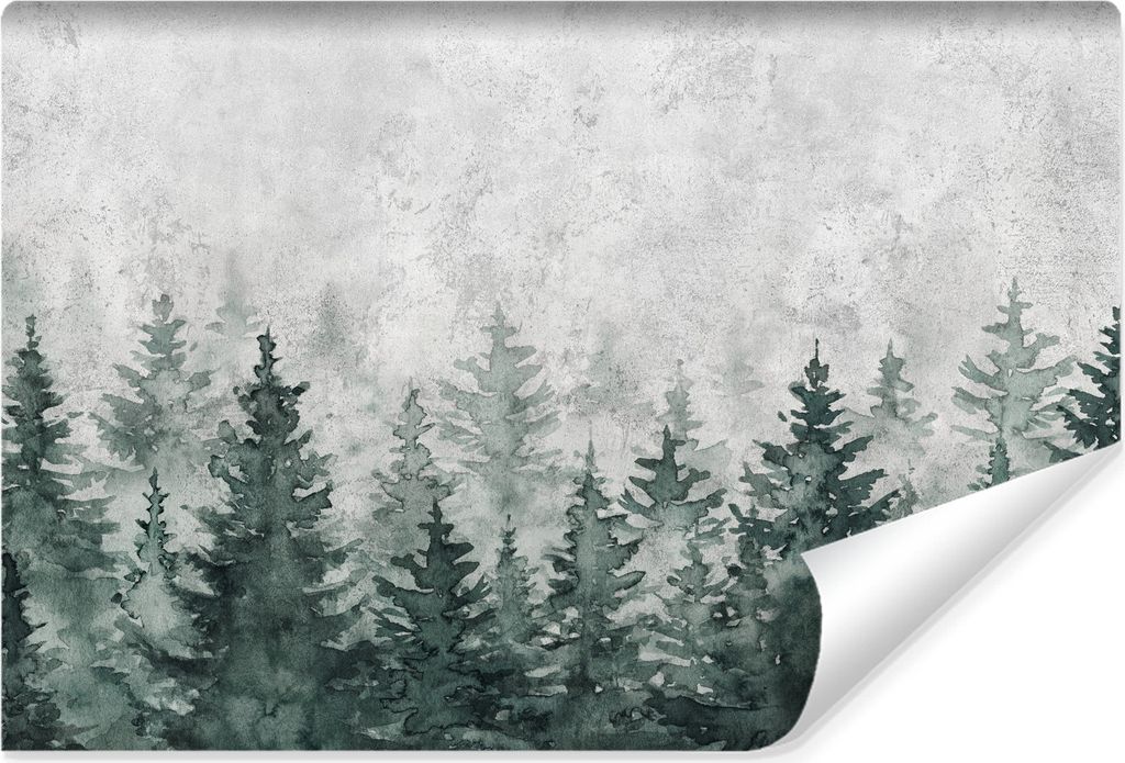 Muralo Selbstklebende Fototapete Aquarell BÄUME Pflanzen Beton Abstraktion Vintage Br. 180cm x Hö. 120cm