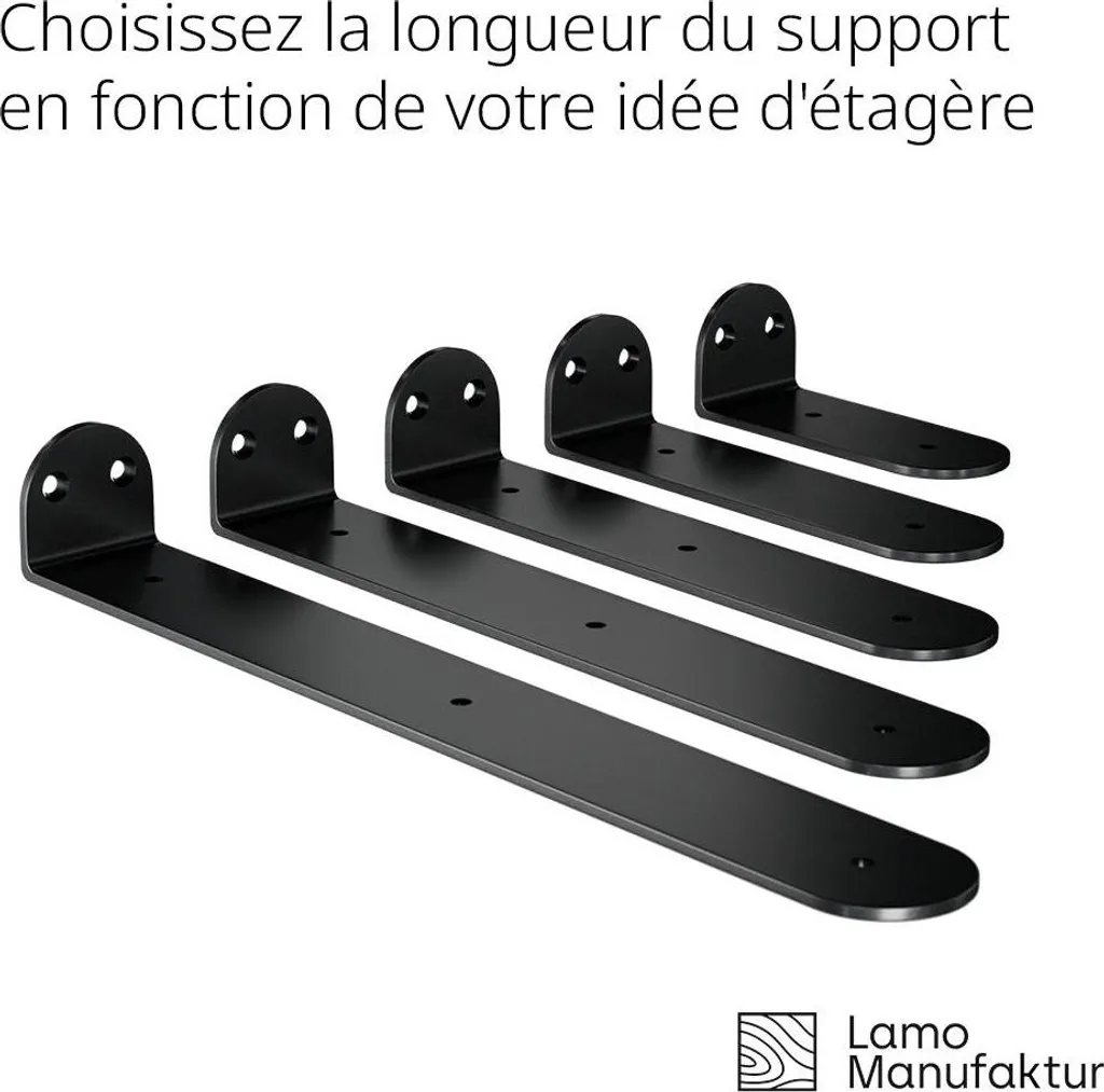 Equerre de Fixation Invisible 30cm Noire - Support Etagere Métal Robuste - 7