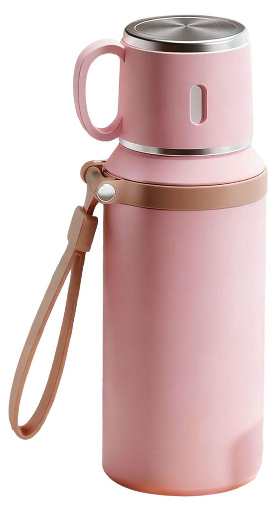 Edelstahl-Wasserflasche mit Tee-Einsatz, doppelwandiger Vakuum-Trinkbehälter, auslaufsicher, tragbarer 600-ml-Isolierbecher für heiße und kalte ...