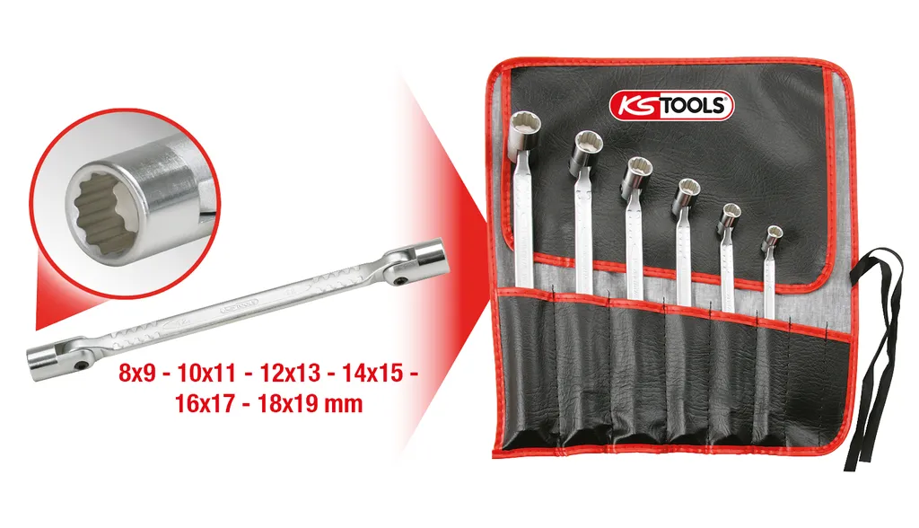 Coffret KS TOOLS 517.0310 de clés à double articulation ultra-robustes