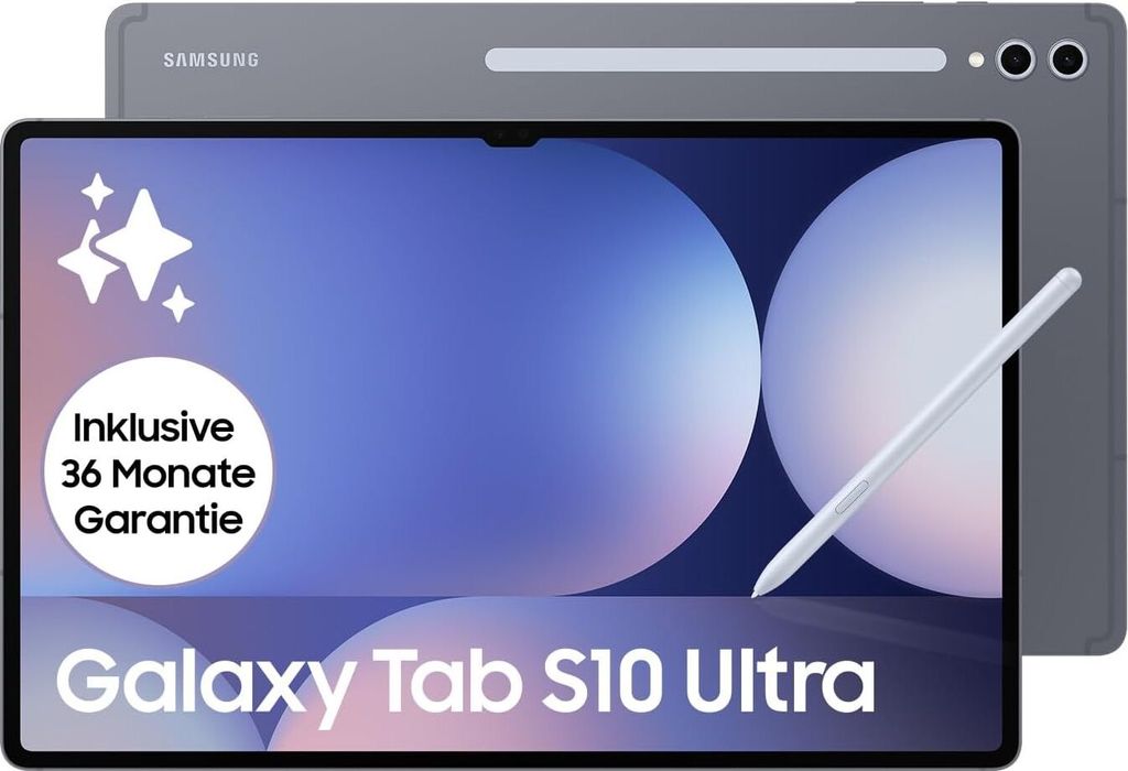Samsung Galaxy Tab S10 Ultra AI Tablet, Android 12GB RAM, 256GB Speicher, AMOLED Display, Antireflexionsbeschichtung, inkl. S Pen, WiFi, Mondsteingrau