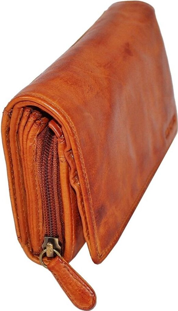 Old River peněženka s drukem na zip koňaková hnědá kůže Obrázek produktu 5