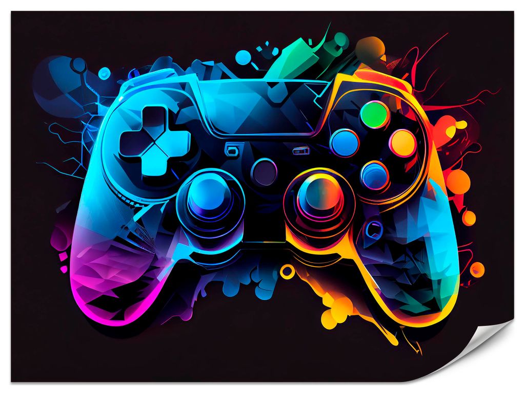Muralo Selbstklebende Fototapete GAMEPAD Abstraktion Br. 270cm x Hö. 180cm Wandtapete für Jugendzimmer