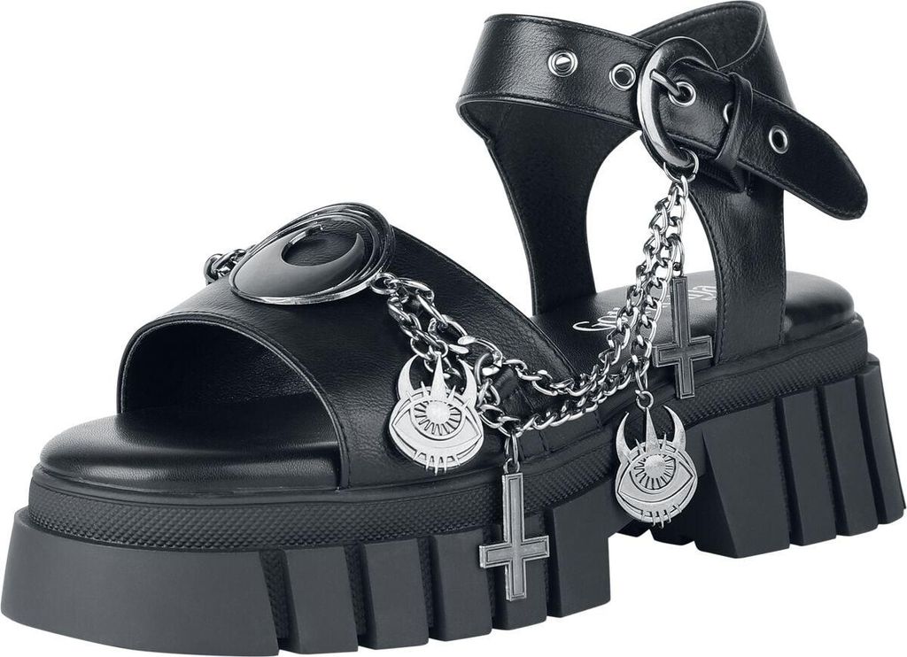 Gothicana by EMP Damen schwarze Sandalen mit verstellbaren Riemen und Schnallen EU38