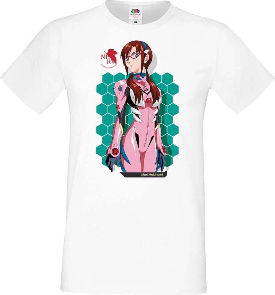 Herren T-Shirt Anime Manga Neon Anime Genesis Manga Evangelion Mari Illustrious Makinami Maria Iscariot Maria Iscariot, Man 2XL / Blau