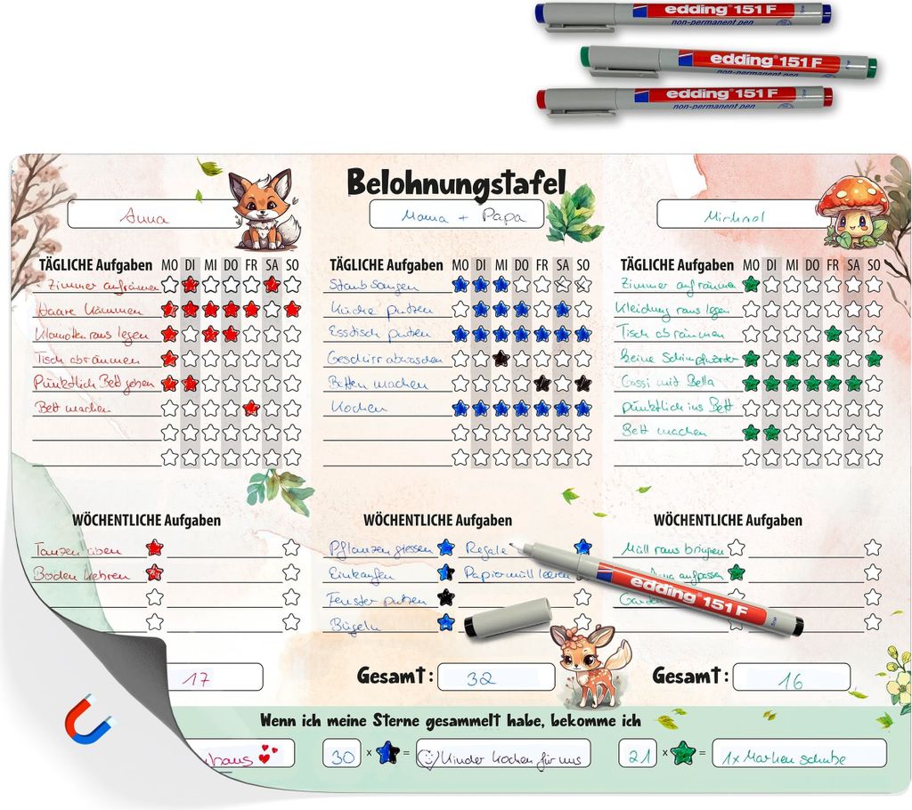 Belohnungstafel Kinder A3 - Motiviert Kinder spielerisch Produktbild 