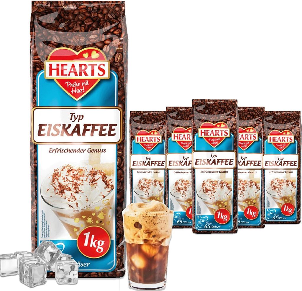 HEARTS Eiskaffee 5 x 1kg Großpackung für ganze Familie Produktbild 