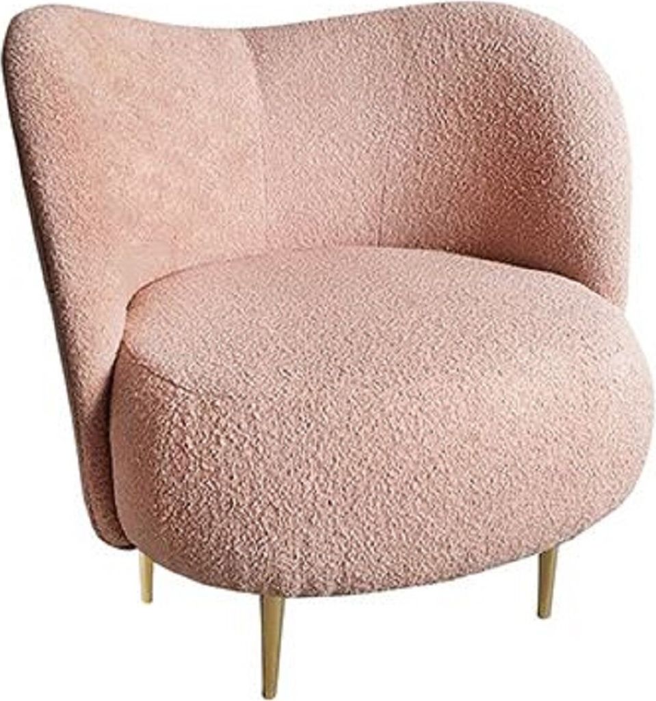 Casa Padrino Luxus Sessel Rosa / Gold 86 x 72 x H. 80 cm - Wohnzimmer Sessel mit gebogener Rückenlehne - Wohnzimmer Möbel - Luxus Möbel - Wohnzi...