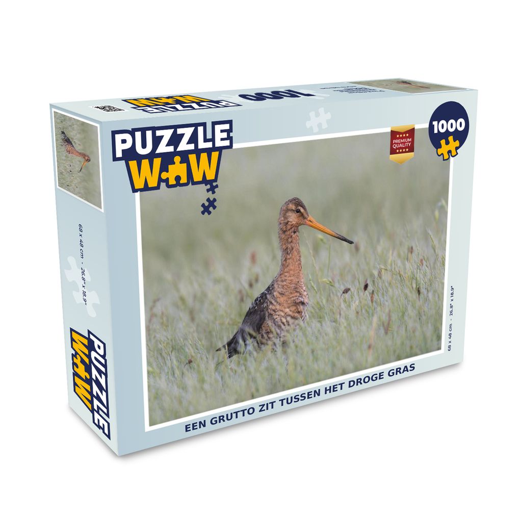MuchoWow Puzzle 1000 Teile Eine Uferschnepfe sitzt im trockenen Gras - Erwachsene - Rätsel