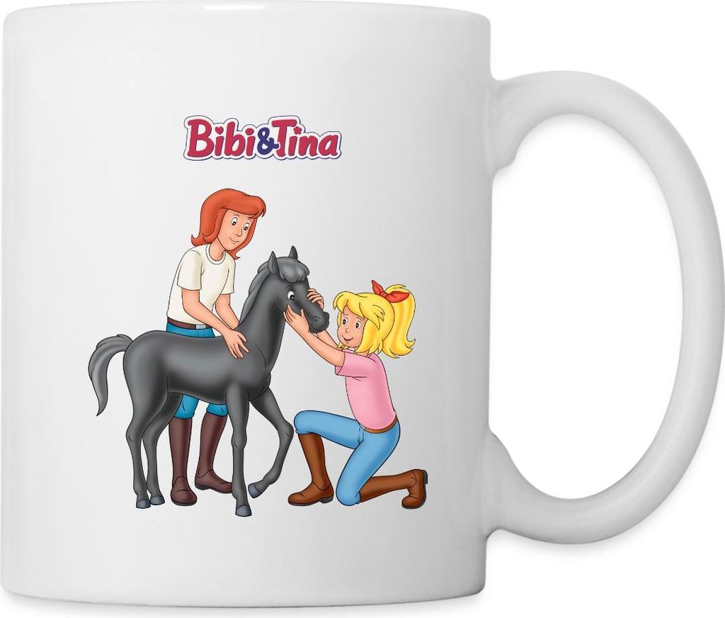 Spreadshirt Bibi Und Tina Kuscheln Mit Süßem Fohlen Felix Tasse, One size, Weiß