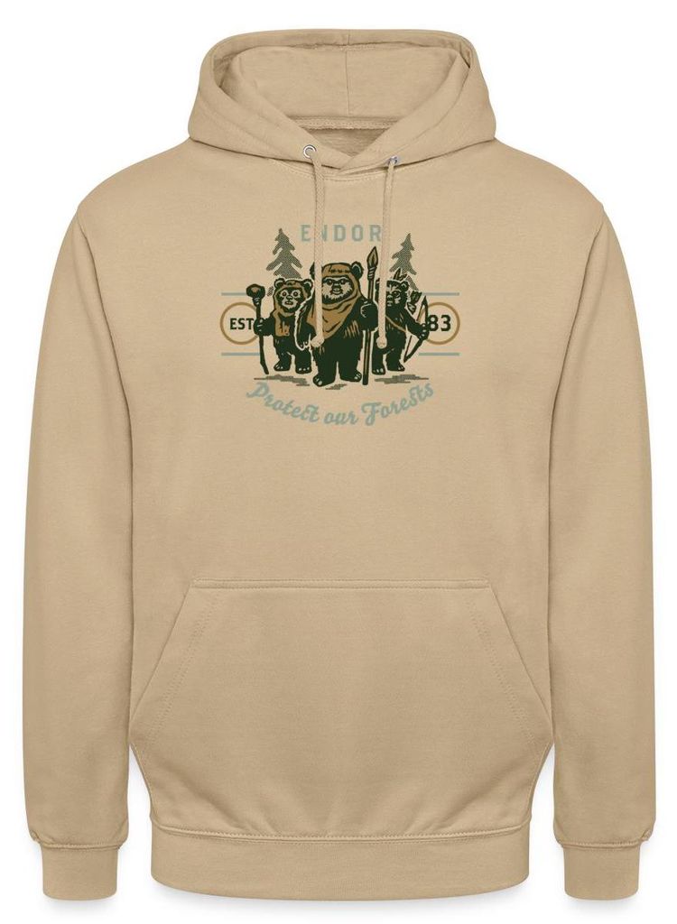Star Wars Motiv & Spruch Endor Protect Our Forests Uni Hoodie, S, Beige
