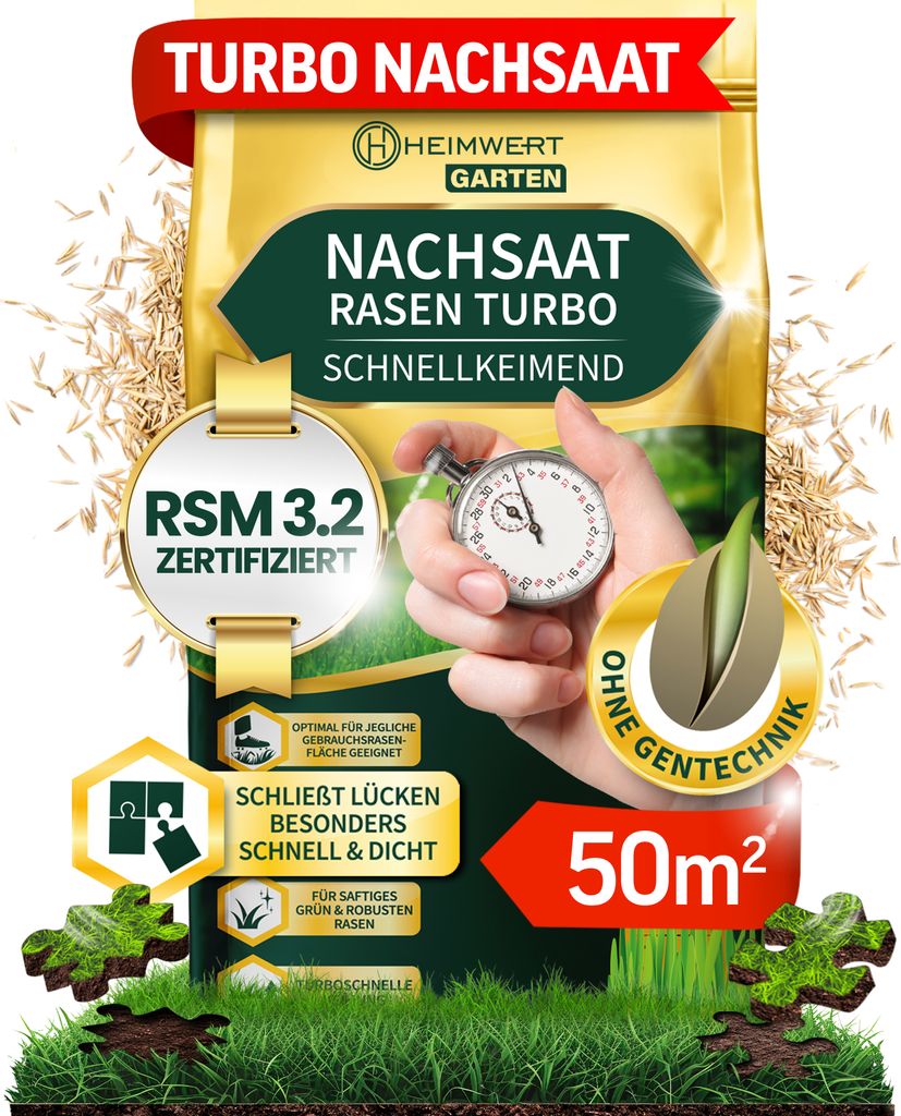 Nachsaat Rasensamen Grassamen schnellkeimend Turbo Sport Spiel Rasen (1 kg)
