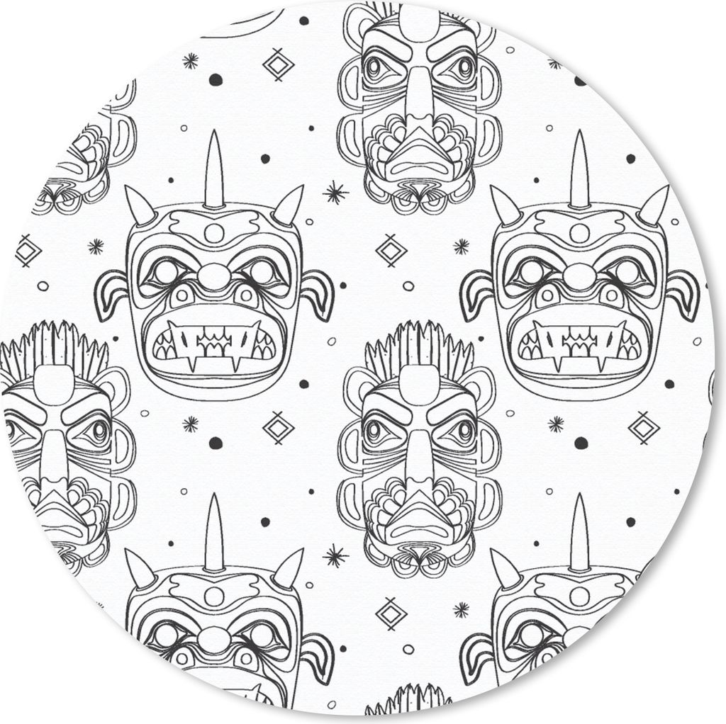 MuchoWow Mauspad Mousepad Masken - Inka - Gemustert - Schwarz und Weiß 50x50 cm - Mousepads - Maus Mat - Pad - Mausunterlage - Vinyl