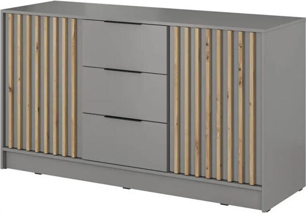 Zweitürige Kommode mit 3 Schubladen mit Zierleisten Nelly Produktbild 