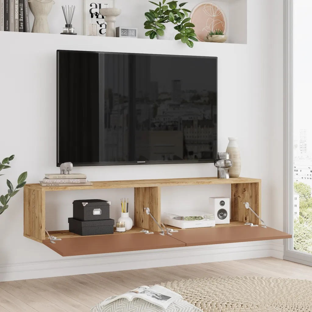 Meuble Télévision Minimaliste FUTURE 140cm Cuivre - Chic et Robuste