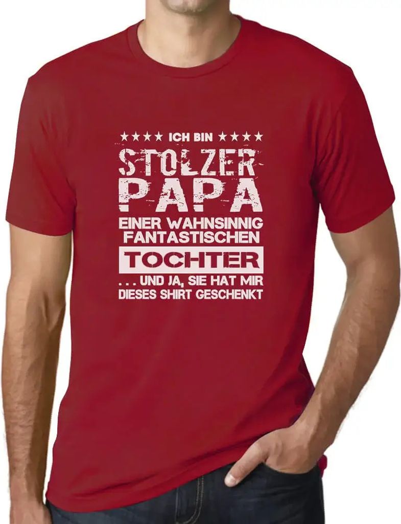 Herren Grafik T-Shirt Stolzer Papa Öko-Verantwortlich Vintage Jahrgang Kurzarm Lustige Druck Geburtstag Geschenk Mann