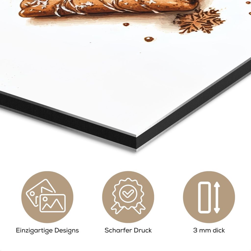 MuchoWow Wanddekoration Metall Metallbild Wandkunst 40x30 cm Chocomel - Dekoration - Torte - Winter - Weihnachten MuchoWow Aluminium Gemälde - Dek...