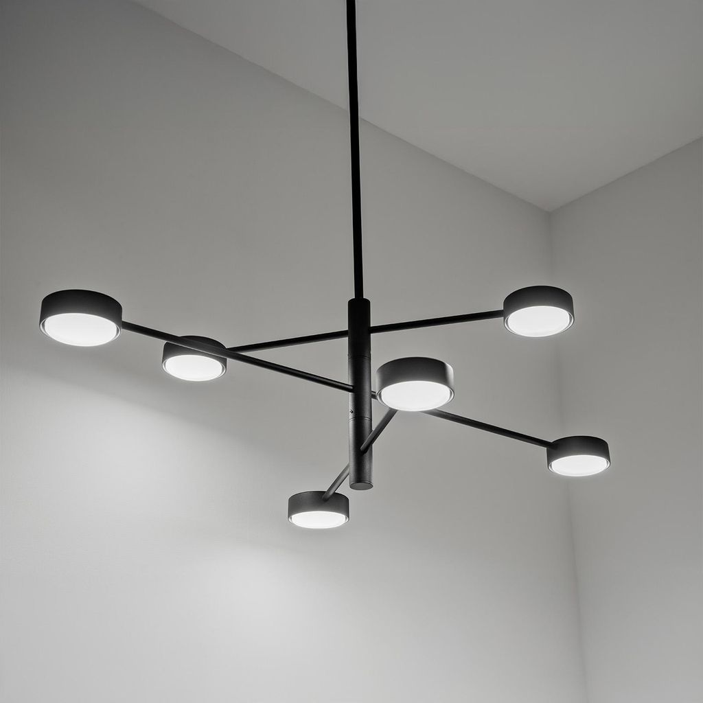 LUMILED Pendelleuchte Schwarz Modern Kronleuchter 6 Flammig GX53 Fassung LED Hängeleuchte Esszimmerlampe Deckenlampe Aluminium Hängelampe für Wo...