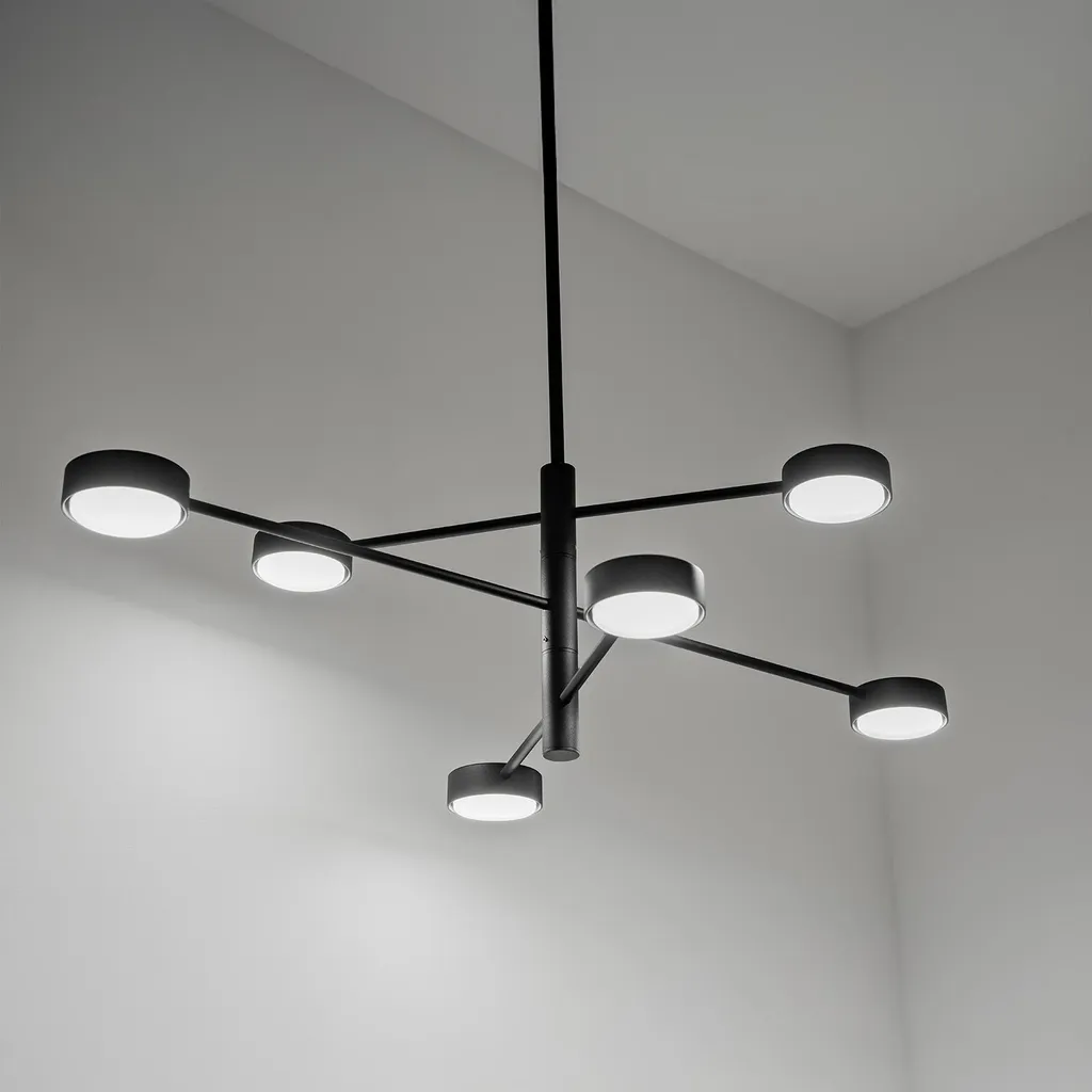 Lustre Suspension Moderne 6 Sources GX53 pour Cuisine et Salon Noir