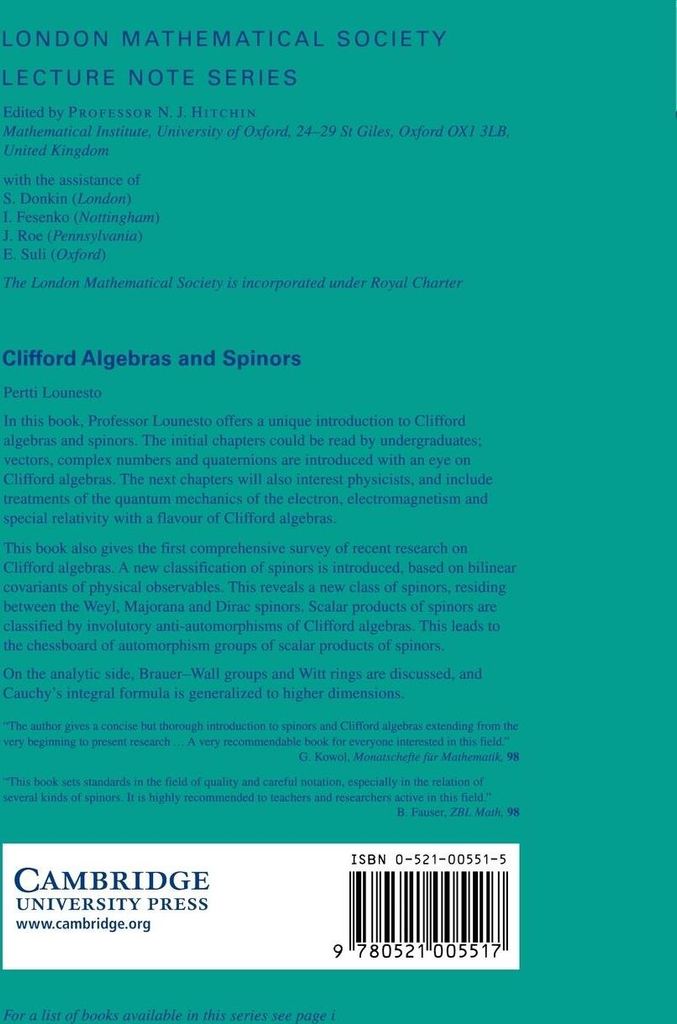 Clifford Algebras and Spinors, Lounesto, Pertti ,,