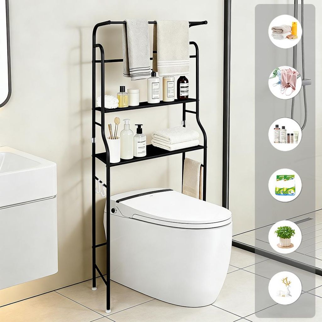 WC Regal über Toilette Mit Handtuchstange Metall Badregale Produktbild 