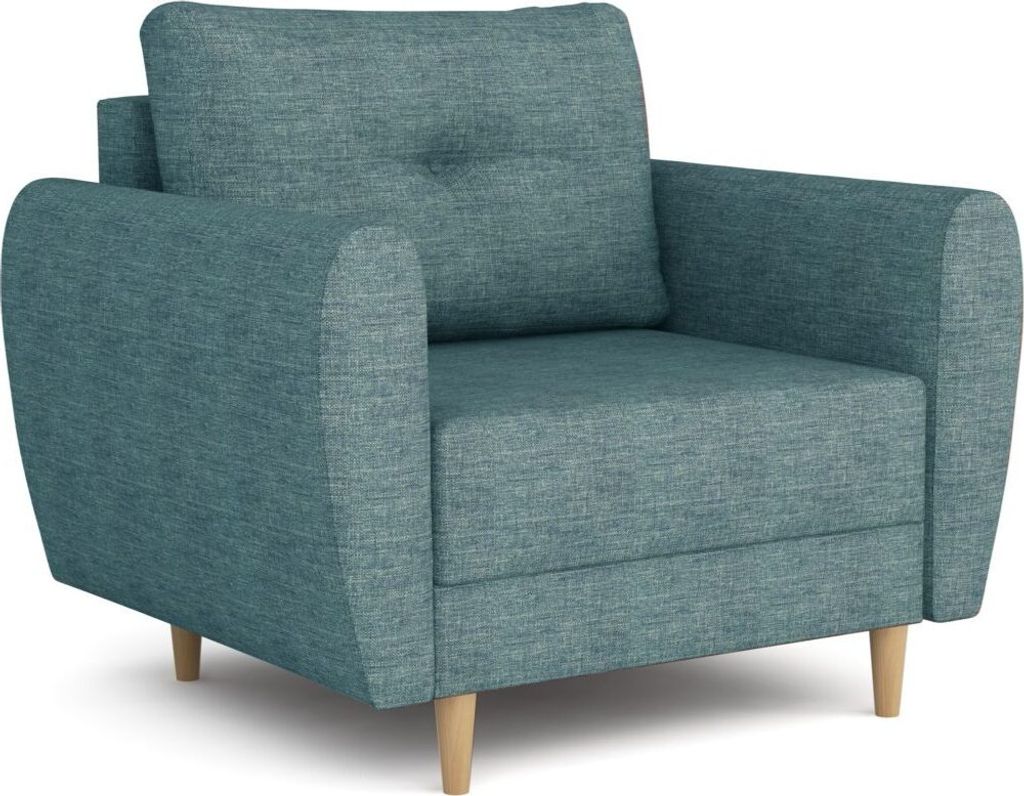 Easy4You Sessel Mady 90 cm, Relaxsessel, Skandinavischer Sessel, Moderner Polstersessel in Stoff Lux, Wohnzimmermöbel Farbe: Blau (Lux 33), Füße...