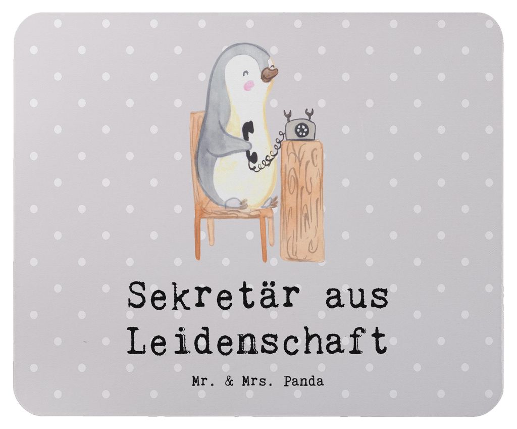 Mr. & Mrs. Panda Mouse Pad Sekretär Leidenschaft - Grau Pastell - Geschenk, laptop mauspad, mousepad