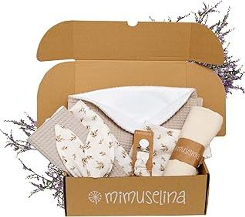 MIMUSELINA Pack Neugeborenen Geschenk | Baby Geschenk Mädchen oder Junge | Babygeschenke zur Geburt & Baby Shower | Geschenkbox verfügbar in vers...