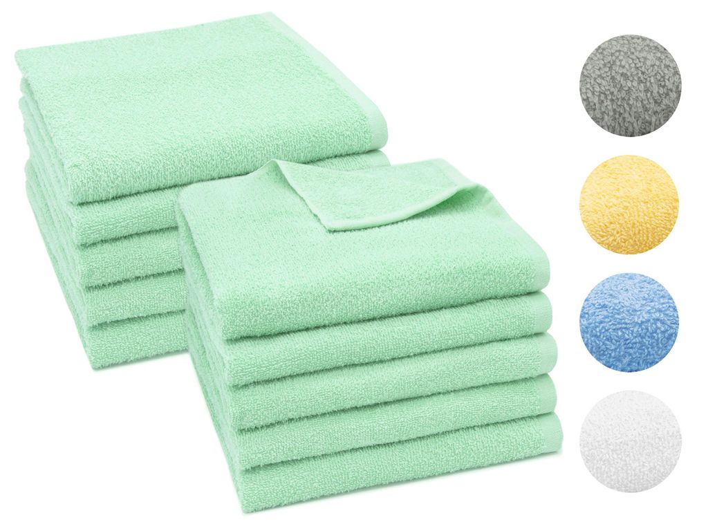 10er Set Handtuch, 100% Baumwolle, 50x100 cm, mint Produktbild 