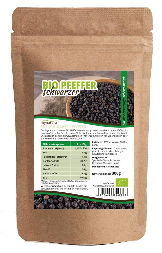 Mynatura  Schwarzer Pfeffer ganze Körner - 300g Produktbild 