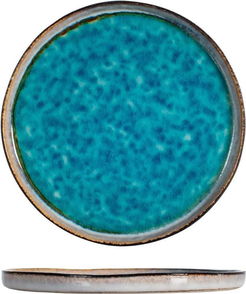 H&h 6er-Set Teide-Obstteller aus blauem Steinzeug, 21 cm