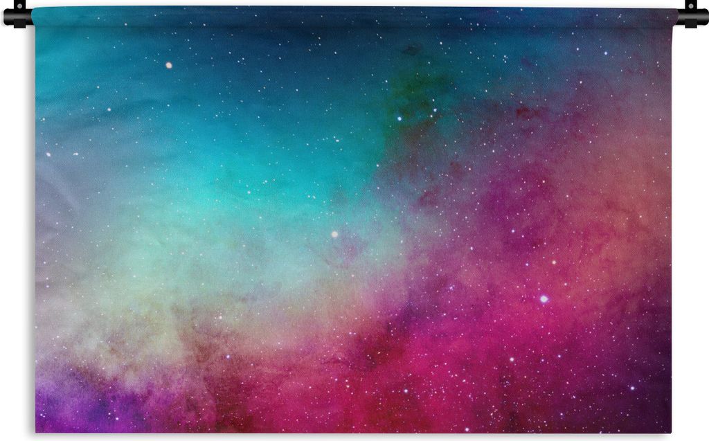 MuchoWow Wandteppich Wandbehang Aquarell - Sternenhimmel - Rosa - Blau 150x100 cm Tapisserie Dekoration Wandtuch - Waschbar - Tapisserien - Wand-...