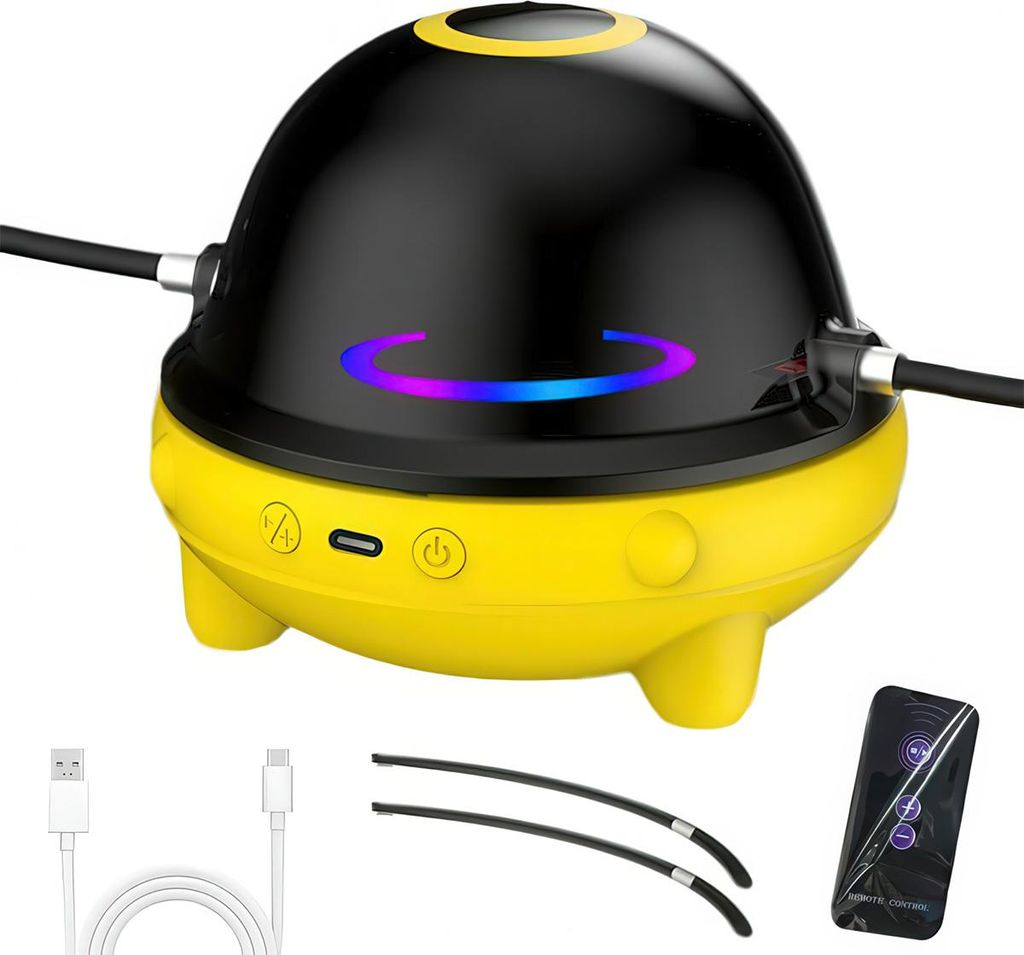 Intelligente elektrische Springseil-Maschine, Bluetooth-Musik, LED-Licht, automatische Zählung & Fernbedienung – Gelb