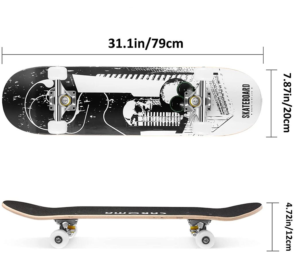 CAROMA Skateboard Cruiser Komplette Skateboard 9 Lagigem Ahorn 95A PU-Räder 