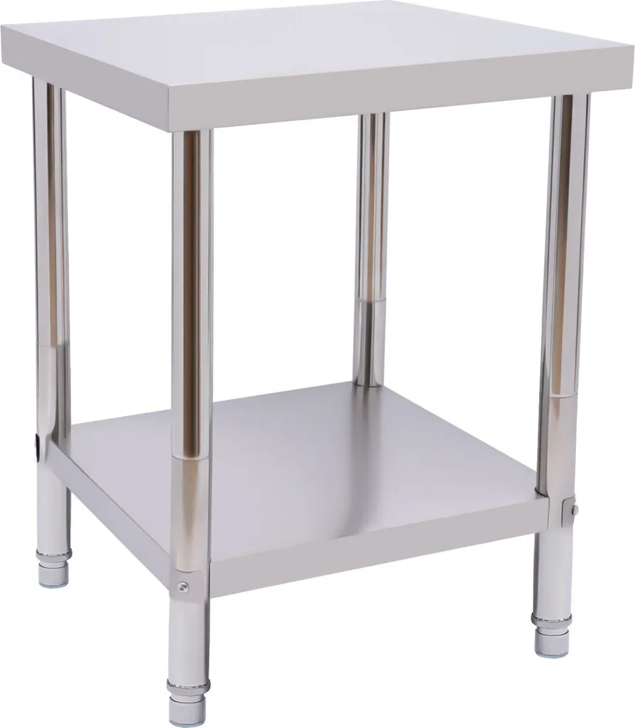 Établi en inox ultra résistant avec plateau renforcé et pieds réglables