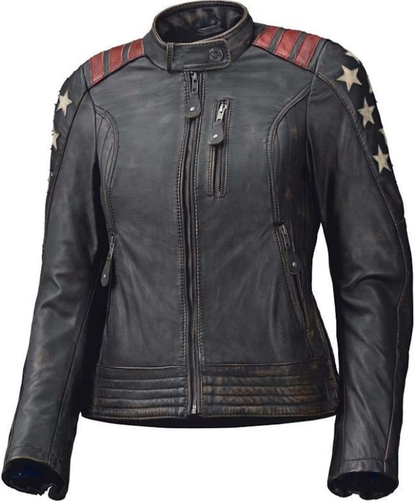 Held Laxy Damen Motorrad Lederjacke (Black/Red,40)