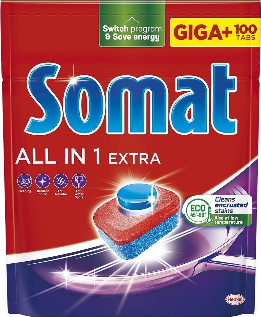 Somat Giga+ All in One Extra Tabletki do zmywarki, 100 sztuk