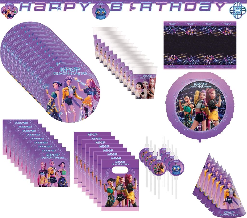 77-tlg. K-POP Demon Hunters Party Set für Kindergeburtstag Produktbild 