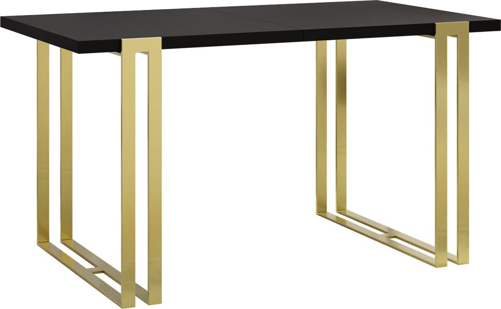 MIRJAN24 Ausziehbarer Tisch Horten Gold, Esstisch mit Kugellagersystem, Einlageplatte (2x50 cm), Beine aus Stahl (Farbe: Gold / Schwarz Molet)