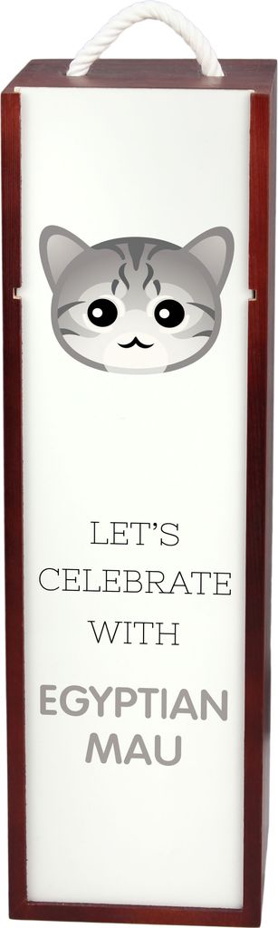 Ägyptische Mau Katze - Weinkiste mit Grafik und Aufschrift der Marke Art-Dog