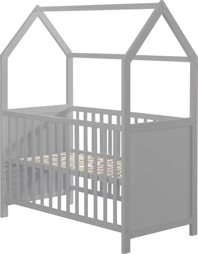 Lit bébé maison roba 60x120 cm taupe, idéal pour le sommeil et l'éveil