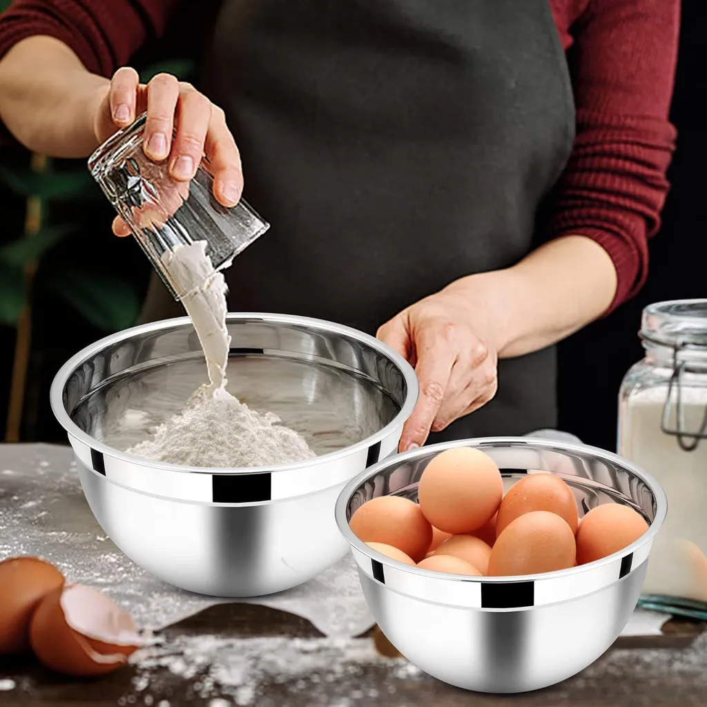 Coperchio Ermetico Set 3 Ciotole In Acciaio Inox Con Coperchi - 1.4L, 2