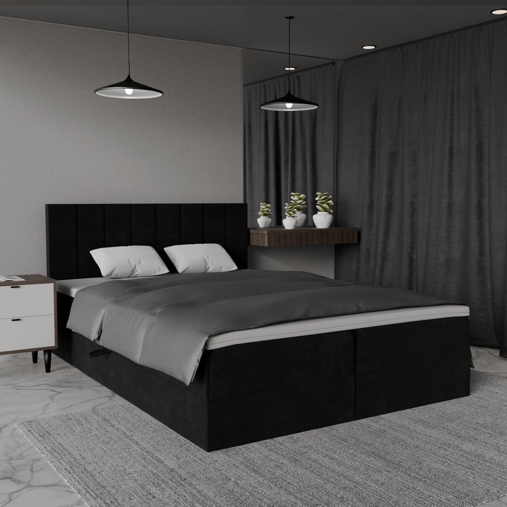 QLA Meubles Lit Boxspring Bergamo 160x200 avec 2 caissons Image du produit 